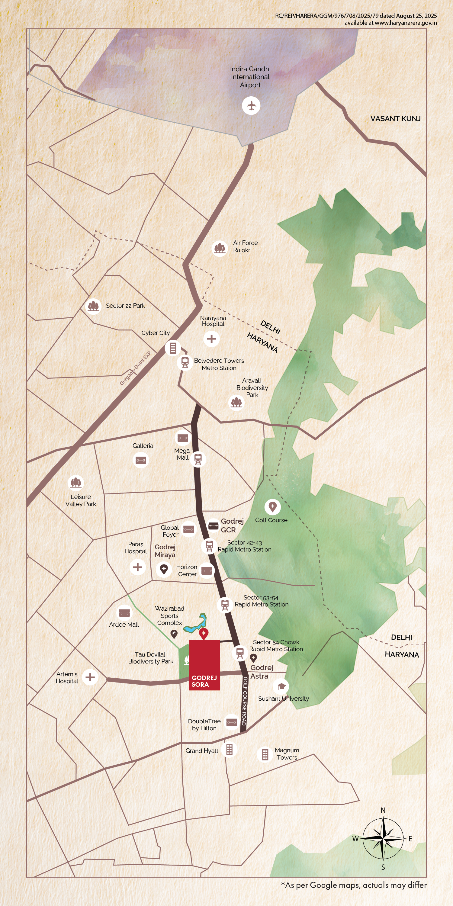 Godrej Sora, Sector 53 Gurgaon Location Map